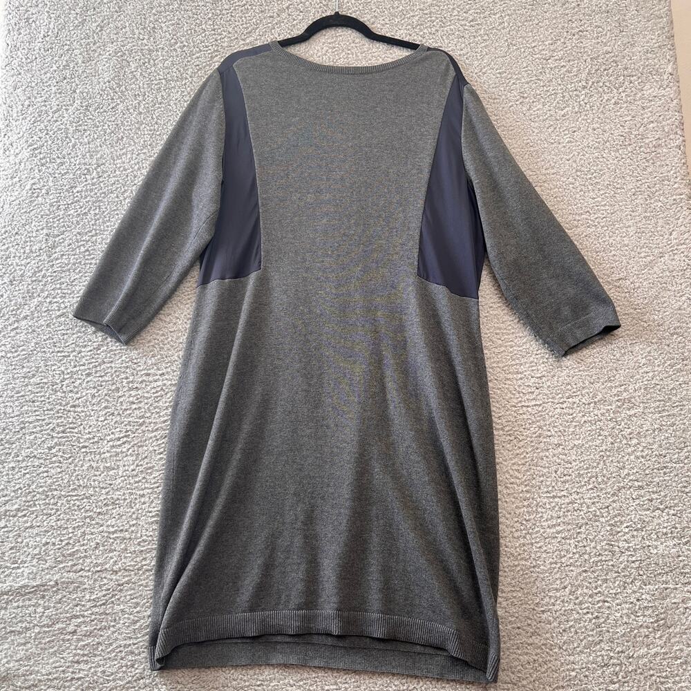 Ann Taylor Dress Plus Size XXL 2XL Mixed Media Gray workwear Back Zip knit